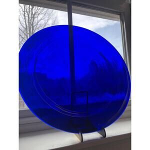 Artisan Crafted 12” Vintage Large Cobalt Blue Glass Charger Plate